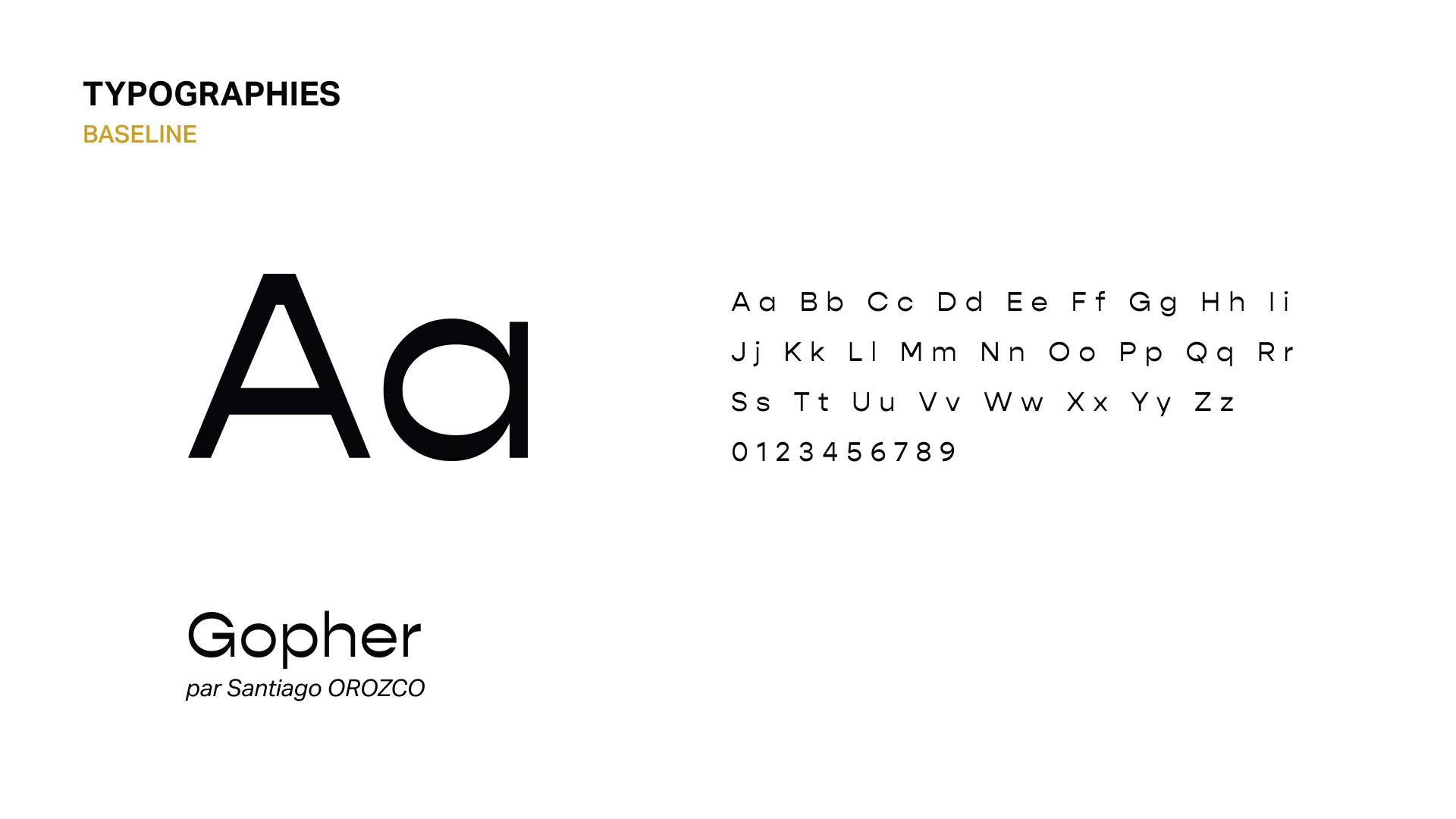Présentation de la typographie Gopher utilisée pour la baseline de l’identité visuelle AreliA Performance.